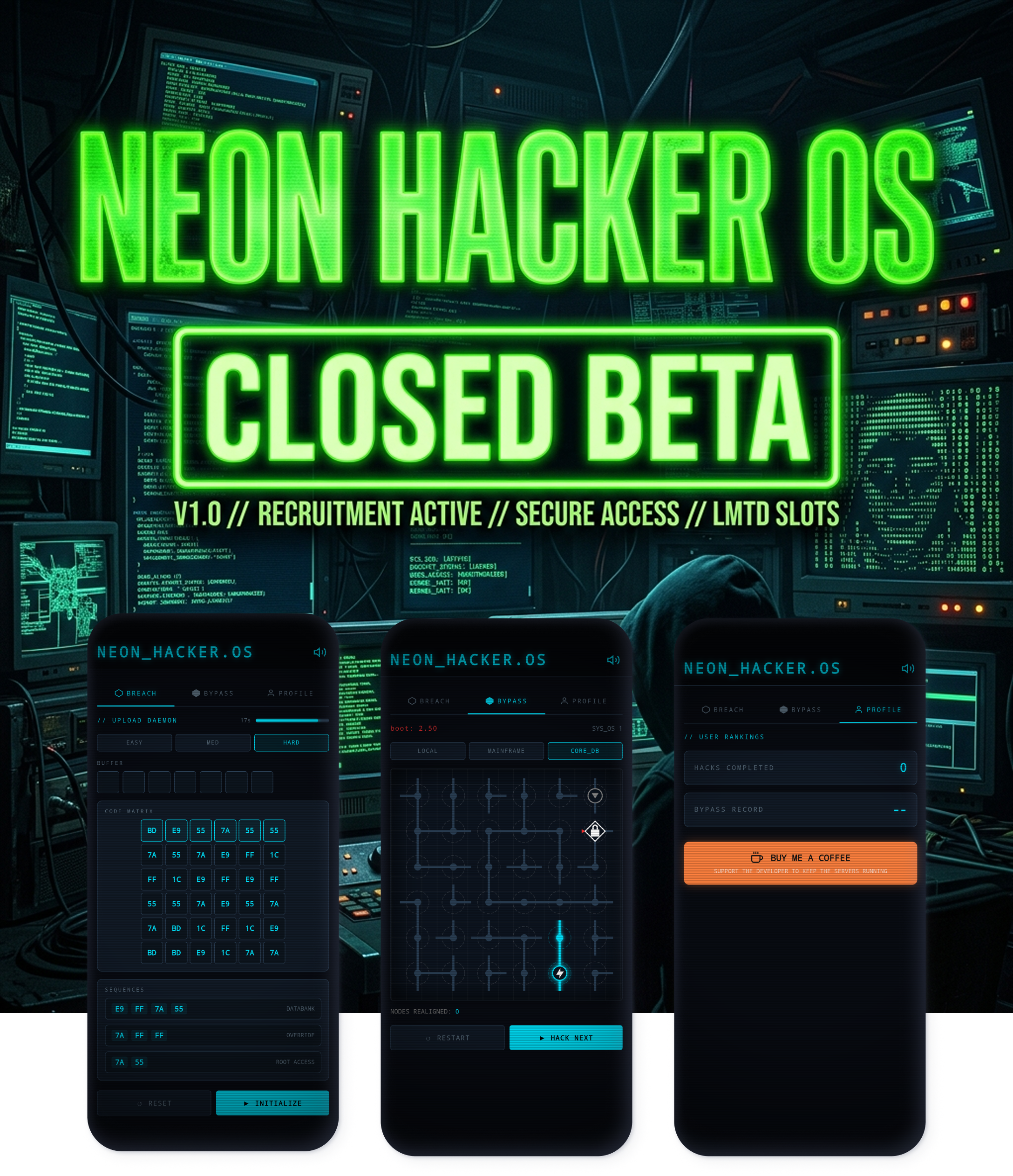 Neon Hacker OS UI Showcase